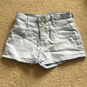 Tokyo darling Aeropostale light wash denim shorts Size 00 mini high waisted